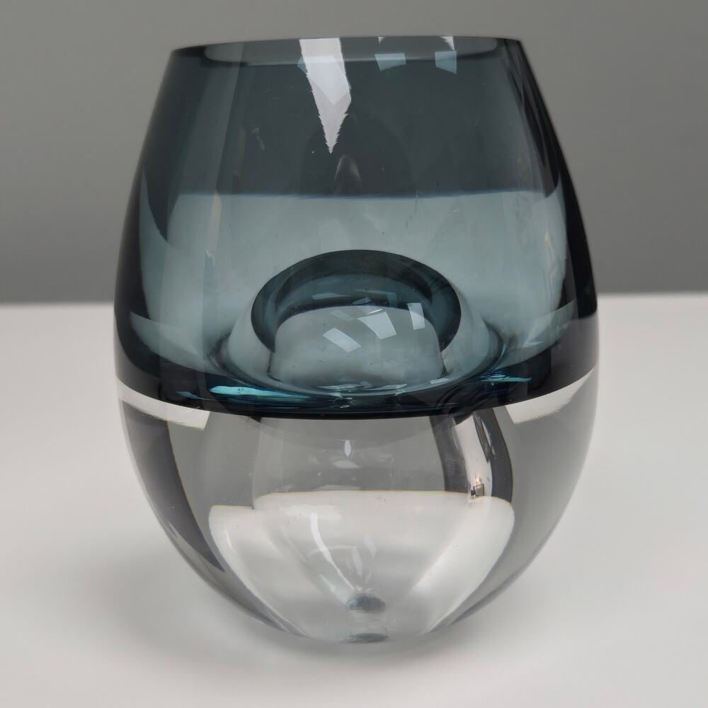 Vintage Holmegaard Style Smoked Glass Double Layer Nested Bud Vase Candle Holder - Picture 2 of 14